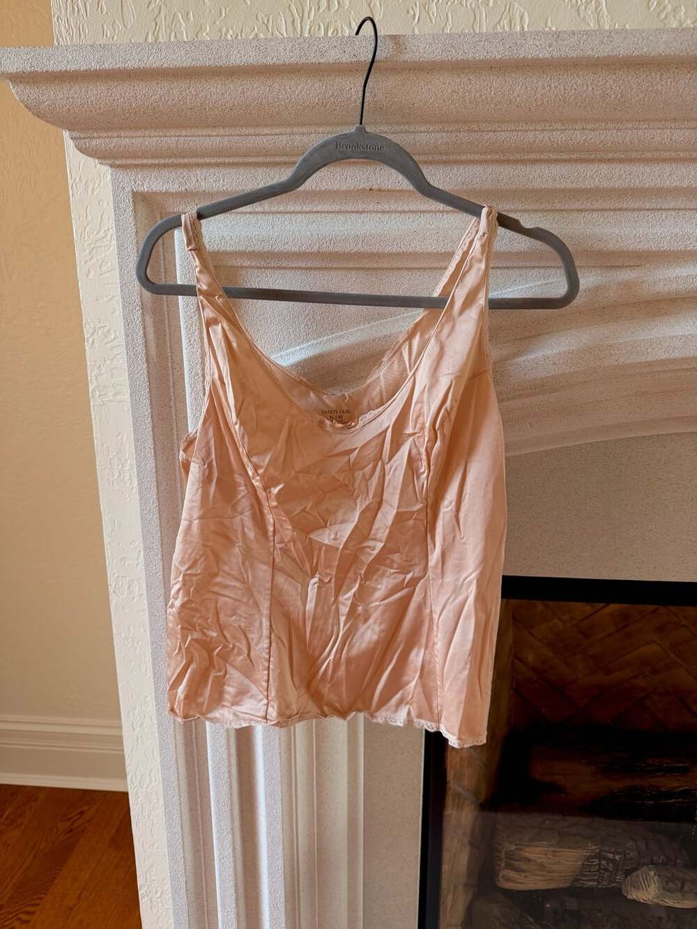 Vanity Fair Vintage Peach Nylon Lace Trim Cami Tank Top XL 40